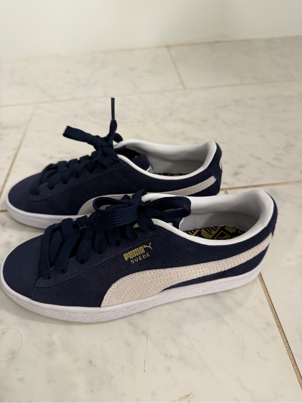 Puma Kids Suede Sneakers in Navy and White